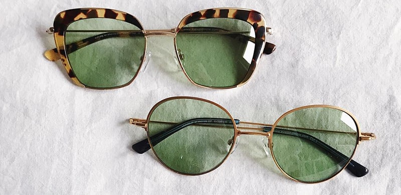 Зеленые стекла в солнечных очках фото